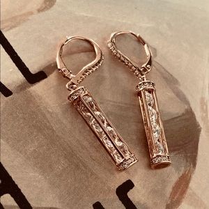 Rose Gold Sparkle Dangle Earrings